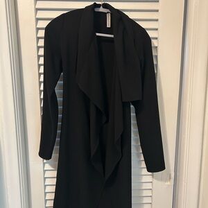 Chic Black Waterfall Trench Coat